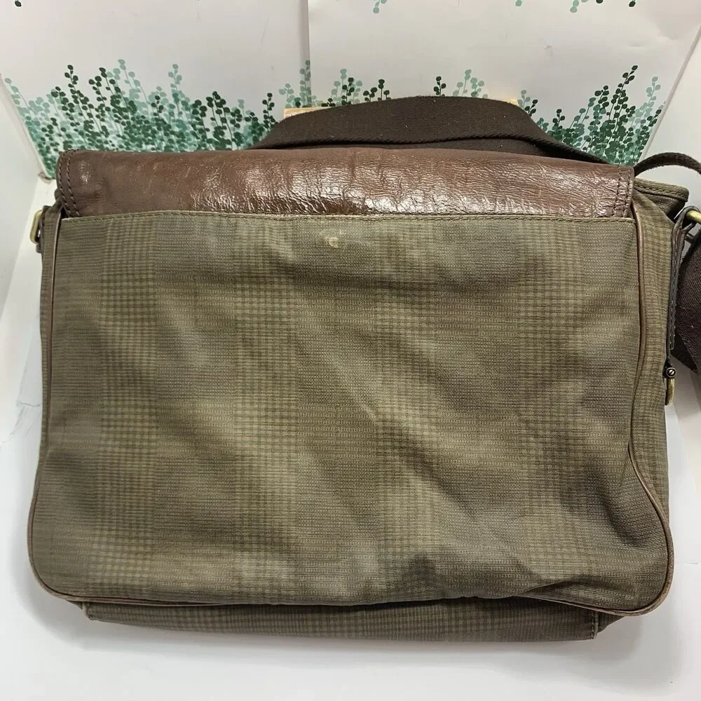 Fossil Leather & Fabric Messenger Laptop Adjustable Strap Bag Men’s